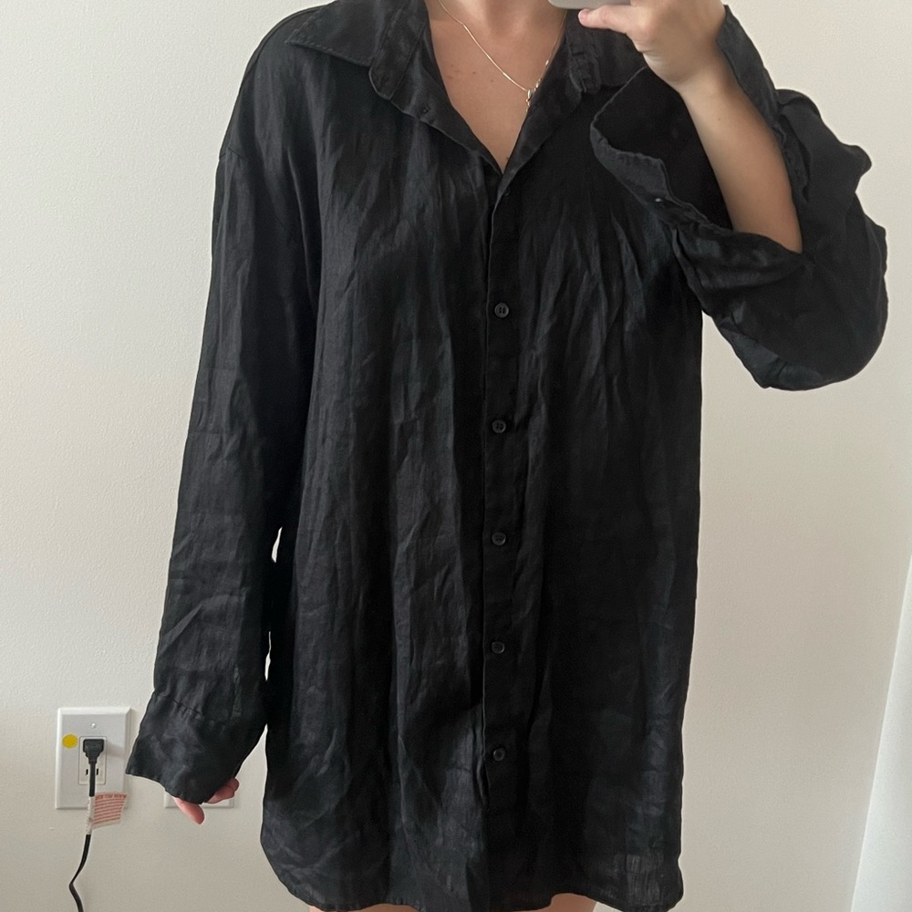 Black Long Linen shirt